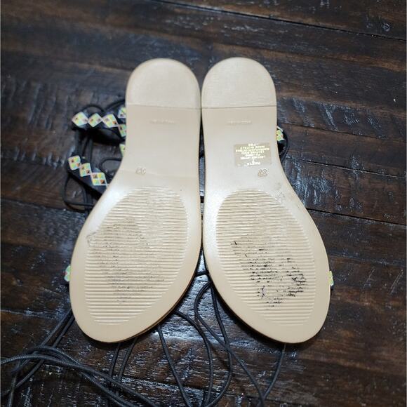 Steve Madden‎ black geometric Boho Reeta Sandals leather gladiator size 7 - Picture 5 of 7